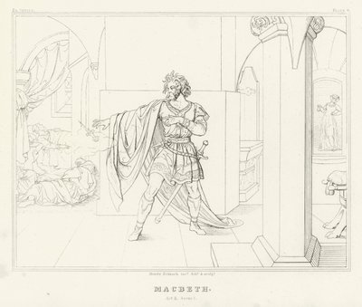 マクベス」第2幕第1場（彫刻 作： Friedrich August Moritz Retzsch