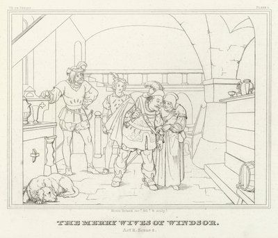 ウィンザーの陽気な女房たち」第2幕第2場（版画 作： Friedrich August Moritz Retzsch