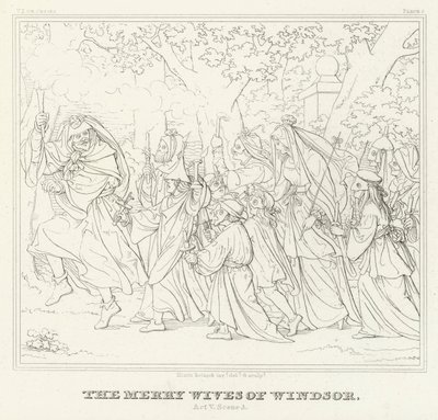 ウィンザーの陽気な女房たち」第5幕第3場（版画 作： Friedrich August Moritz Retzsch