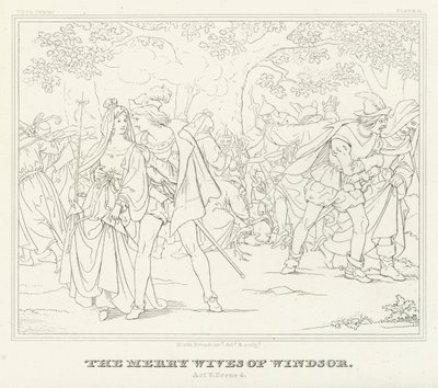 ウィンザーの陽気な女房たち」第5幕第4場（版画 作： Friedrich August Moritz Retzsch