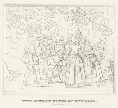 ウィンザーの陽気な女房たち」第5幕第4場（版画 作： Friedrich August Moritz Retzsch