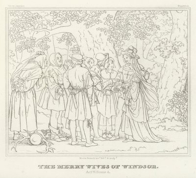 ウィンザーの陽気な女房たち」第5幕第4場（版画 作： Friedrich August Moritz Retzsch