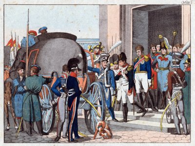 エルバ島へのナポレオンの旅立ち - カンペ、アウグスト・フリードリヒ・アンドレアス（1777-1846） - エッチング、水彩 - 22x26,3 - 個人蔵 作： Friedrich Campe