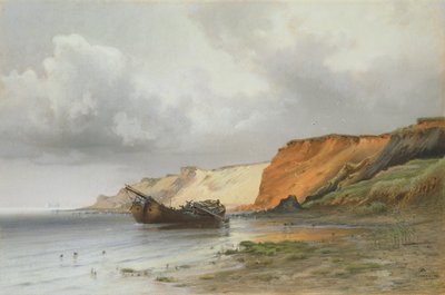 リューゲン島の帆船の難破船、1890年頃 作： Friedrich Emil Neumann