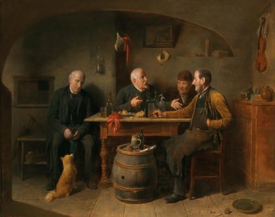 ドイツ語：居酒屋での4人の男たち 居酒屋の情景 作： Friedrich Friedlander