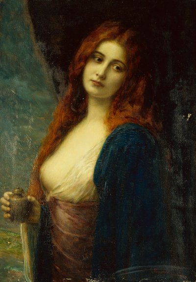 若い女の子（キャンバスに油彩） 作： Friedrich Georg Papperitz
