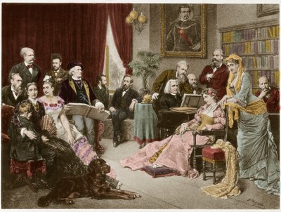 リヒャルト・ワーグナーとリスト、バイロイトでのコジマとジークフリート - After Fritz Georg Papperitz 作： Friedrich Georg Papperitz