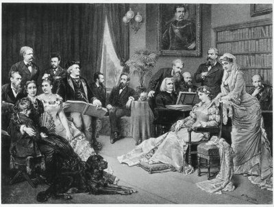 リヒャルト・ワーグナーとリスト、バイロイトでのコジマとジークフリート - After Fritz Georg Papperitz 作： Friedrich Georg Papperitz