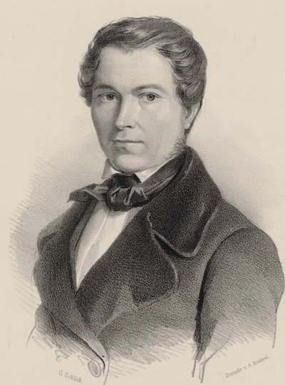 ヴァイオリン奏者で作曲家のジョセフ・ラビツキーの肖像 1802-1881, 1840. 作： Friedrich Gustav Schlick