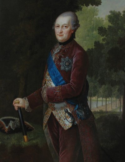 ピーター・フォン・ビロンの肖像1724-1800、コートランド公国およびセミガリア公爵、1781年 作： Friedrich Hartmann Barisien