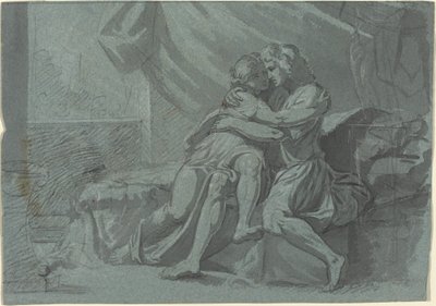 クラシカルドレスを着た恋人を抱きしめる / クラシカルドレスを着た女性が見上げる 作： Friedrich Heinrich Füger after Raphael