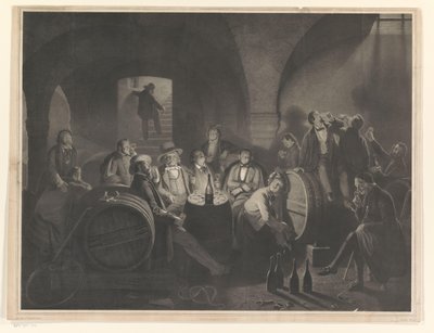 ワインセラーで飲む男性の会社 作： Friedrich Jentzen
