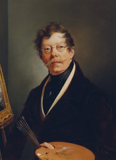 イーゼルの自画像 作： Friedrich Johann Gottlieb Lieder