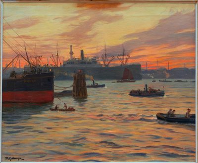 ハンブルク港 作： Friedrich Kallmorgen