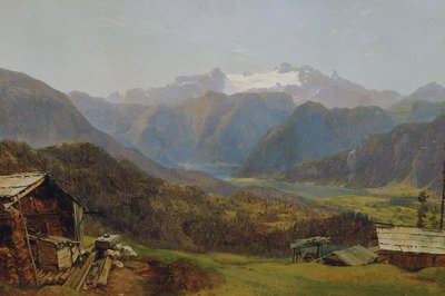 ヒュッテネックカルムからのハルシュタット湖とダッハシュタインの眺め 作： Friedrich Loos