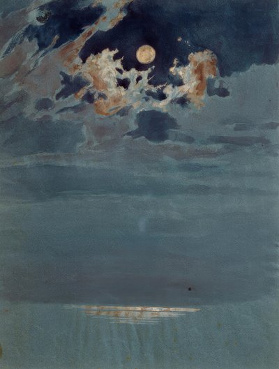 満月の雲の切れ間 作： Friedrich Nerly