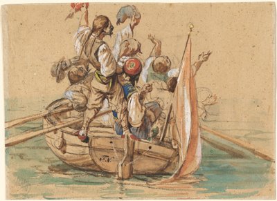 ベネチアン運河のギリシャの船員 作： Friedrich Nerly