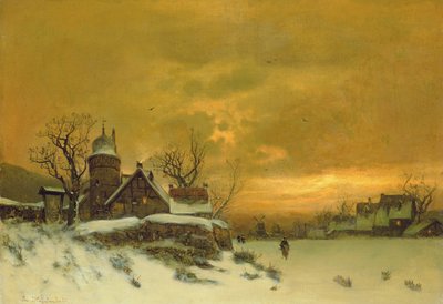 夜の建物の景色と冬の風景 作： Friedrich Nicolai Joseph Heydendahl