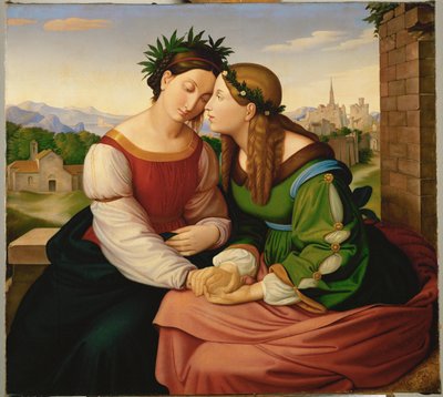 ドイツとイタリア、1828年以降（キャンバスに油彩） 作： フリードリヒオーバーベック