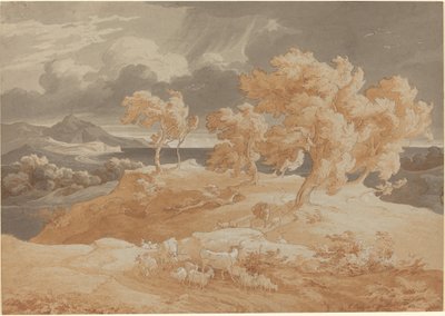 雷雨のあるイタリアの海岸風景 作： Friedrich Preller the Elder