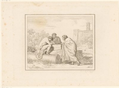 3人の若者 イタリアの日常風景 Figure, prese dal vero, ed incise a aqua forte (シリーズタイトル) 作： Friedrich Rehberg