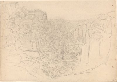 狭い谷の上の要塞化された城 作： Friedrich Salathé