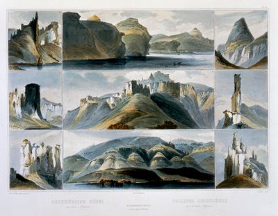 「アッパー ミズーリのリマーカブル ヒルズ」、1844 年 作： Friedrich Salathé