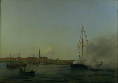 ニュボルグの港。 手前はカッター「ネプチューン」 作： Friedrich Theodore Kloss
