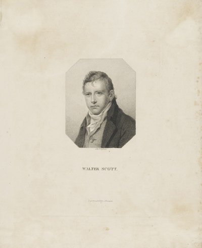 歴史小説家で詩人のウォルタースコット卿の肖像1771〜1832年、1825年頃。 作： Friedrich Wilhelm Bollinger