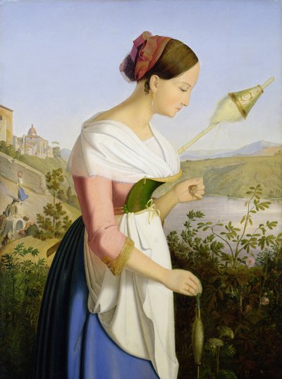 スピニングドレスのイタリアの女の子 作： Friedrich Wilhelm Mueller