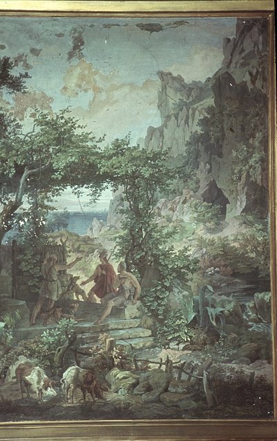 豚飼いエウマイオスのオデュッセウス、オデュッセイアの情景 作： Friedrich the Elder Preller
