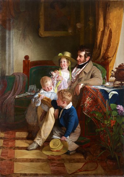 ルドルフ・フォン・アーサーバーと彼の子供たち、ルドルフ、エミリー、グスタフ 作： Friedrich von Amerling