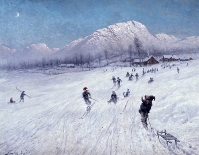 ウルリケン（ベルゲン）の下の冬の午後（キャンバスに油彩） 作： Frithjof Smith Hald
