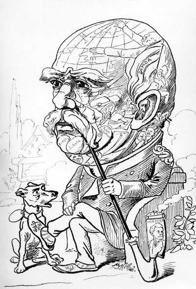 1889年3月2日『ネーベルスパルター』誌に掲載されたビスマルクの漫画（版画） 作： Fritz Boscovitz