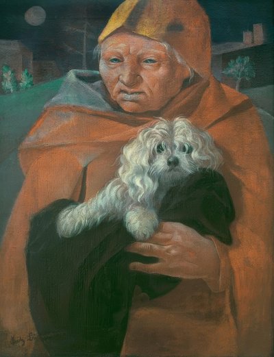 彼の犬を持つ老人 作： Fritz Burmann