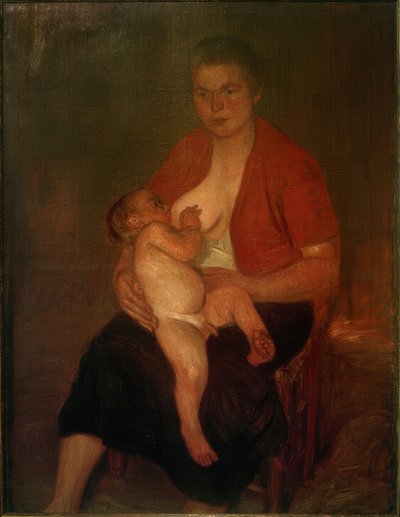 乳房に子供を抱く母親 作： フリッツ・マッケンセン
