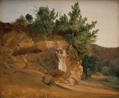 大きくなりすぎた岩のあるイタリアの山の風景、おそらくオレバノの近く 作： Fritz Petzholdt