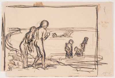 ビーチでの子供たちの入浴 作： Fritz Syberg