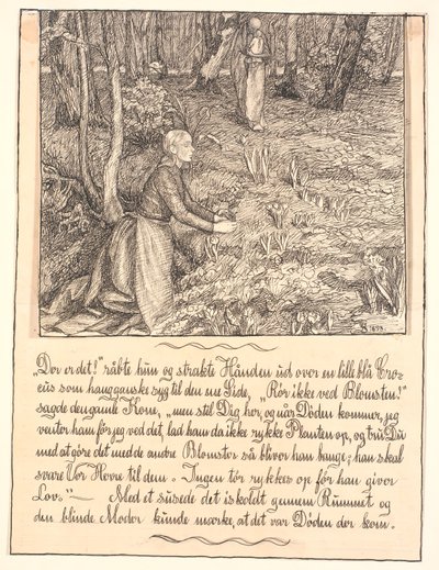 そこにそれがある！ 彼女は手を差し伸べて泣いた... 作： Fritz Syberg