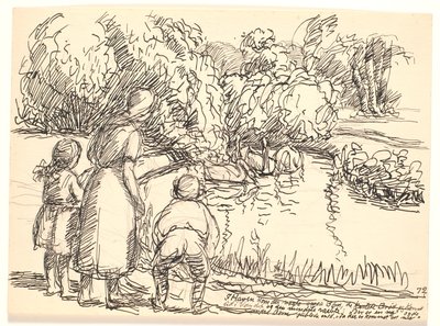 庭には小さな子供たちが何人か来ていました... 作： Fritz Syberg