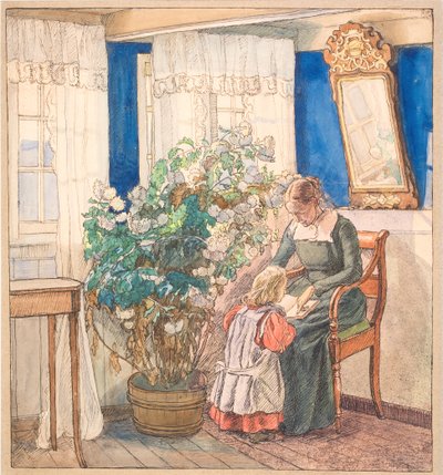 写真を見ている母と子 (Anna and Hans Syberg) 作： Fritz Syberg