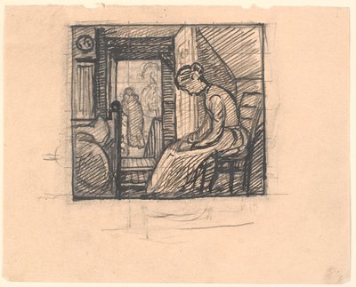 そして、母親は膝を見下ろし、涙が彼女の頬を伝いました... 作： Fritz Syberg