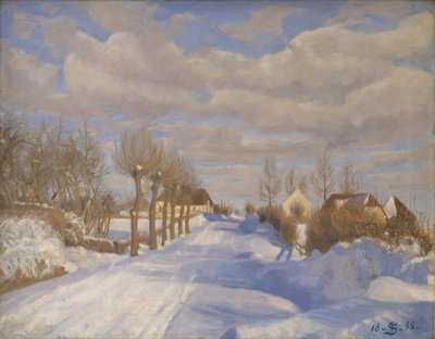 日差しの中、雪に覆われたハイロード 作： Fritz Syberg