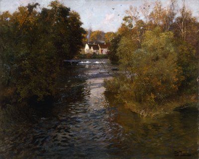 フランスの川の風景、 作： Frits Thaulow