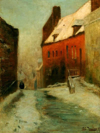 冬のストリートシーン、モントルイユ、1894 作： Frits Thaulow