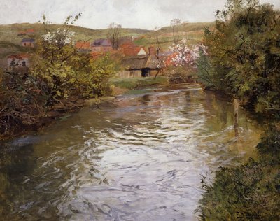 小川のほとりの農家 作： Frits Thaulow