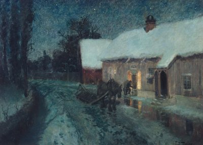 夜、1900年頃 作： Fritz Thaulow