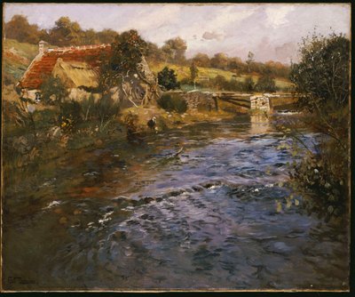 洗濯婦のいる川の風景 作： Frits Thaulow
