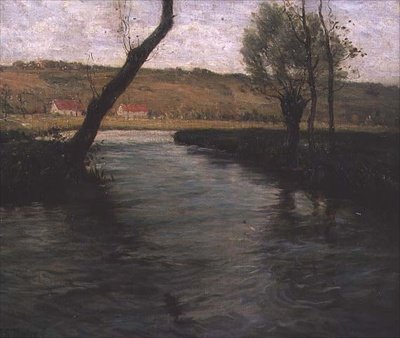 The Stream through the Meadow（油彩・キャンバス） 作： Fritz Thaulow