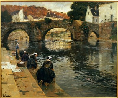 カンペルレの朝の洗濯婦 作： Frits Thaulow